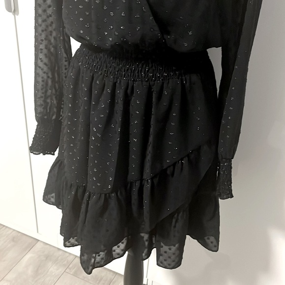 MICHAEL KORS V Neck Frill Long Sleeve Lined Dress, Size M - Picture 3 of 14